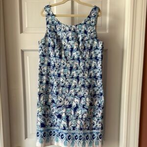 Lilly Pulitzer Blue and White Sleeveless Midi Sundress
